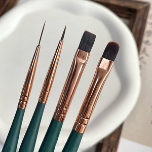 Ensemble de pinceaux à ongles avec manche en bois, poils en nylon denses, forme ovale, qualité salon, pour la coloration du vernis gel et la peinture d'art sur les ongles - Product Image 4