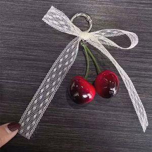 Advanced Sense Cute <b>Sweet</b> Temperament Keychain Fruit Accessories Cherry Red Bow Keyring for Girls - Product Image 5