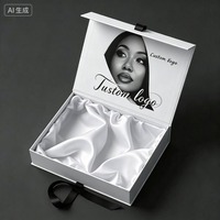 Boîte cadeau pliable à fermeture magnétique rigide, intérieur en satin de luxe, emballage en carton, logo personnalisé pour l'emballage de perruques