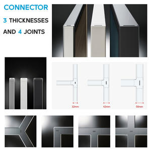 Parete Divisoria per Ufficio Moderna con Telaio in Legno e Vetro, Pannelli Flessibili e Regolabili Satinati/Trasparenti, Facile Installazione - Product Image 4