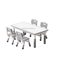 Ensemble table et chaises réglables en hauteur pour enfants Vsuch, bureau d'étude et de jeu en plastique pour enfants avec 4 chaises pour la maison et la maternelle
