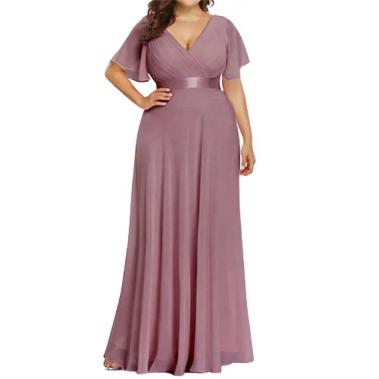 womens chiffon plus size long gowns evening bridesmaid dresses