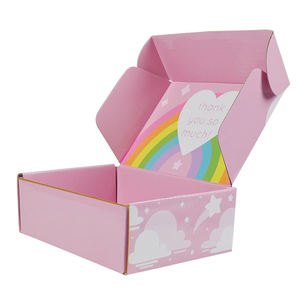 Kostenloses Muster luxuriöse kundenspezifische schöne rosa Versandverpackungsbox aus wellpappe für Geschenk mit Regenbogendruck - Product Image 6