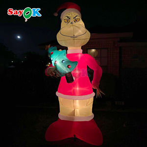 Sayok Factory Design Oxford Cloth Big Grinch Gonflables Décorations <span class=keywords><strong>de</strong></span> Noël en plein air Grinch gonflable avec souffleur d'air - Product Image 3