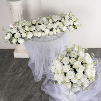 Boule de fleurs artificielles en soie et mousse PE, rose et gypsophile, blanches, luxueuses, colorées, faites à la main, légères, antibactériennes, pour mariage