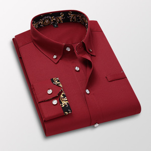 Nouveau design de chemise homme <span class=keywords><strong>slim</strong></span> à <span class=keywords><strong>double</strong></span> col couleur sans repassage chemise homme couleur unie - Product Image 4