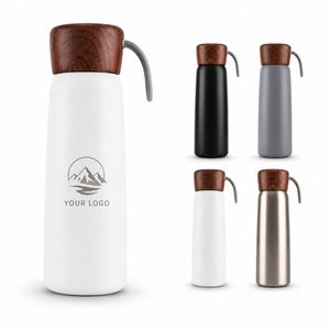 Custom Logo Stainless Steel <b>Thermos</b> Bottle 500ml Vacuum Insulated Water Flask with Wood Grain Lid Promotional Gift Water Bottle - Product Image 1