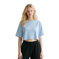 Crop top pour sports de plein air, danse, yoga, 100% coton, coupe ample sexy, fitness, manches courtes, t-shirts courts pour femmes