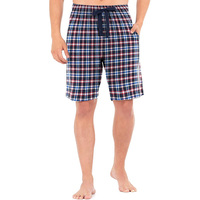 Shorts de pyjama décontractés respirants sans manches à carreaux, avec logo personnalisé, vêtements de nuit confortables, longueur ajustable, boxer doux de qualité supérieure