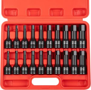 Peaktop <span class=keywords><strong>20pcs</strong></span> SAE/Metric 1/2 "Ổ đĩa tổng thể tác động Hex Bit Ổ Cắm bộ - Product Image 1