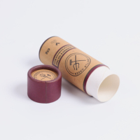 Emballage de tube en papier à pousser, personnalisé, biodégradable, en carton kraft, pour baume à lèvres, déodorant en stick