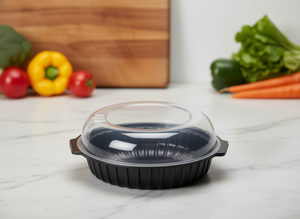 Contenitore per Alimenti Rotondo Minimalista Nero da 24oz con Coperchio Trasparente, Adatto al Microonde, Impilabile, per Conservazione in Cucina, Viaggi e Uso Quotidiano - Product Image 2