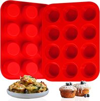 12 Hohlräume Silikon formen 24-Tassen-Antihaft-Kuchenwerkzeuge Cupcake-Backform für Muffin-Torten-Brot rezepte