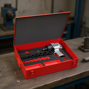 Pneumatic Screw <b>Driver</b> 928 DN S12 <b>Set</b> With Socket Bits And Case For Industrial Use - Product Image 3