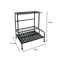Étagère de rangement pour outils de jardin à 3 niveaux en acier noir avec protection contre la corrosion, revêtement en poudre, pour garage, capacité de 35 outils à long manche