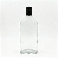 Botella de Licor de Vidrio Premium de 500 ml, Cilindro Plano de 480 g, Tapa de Rosca de Aluminio, Botella Vacía para Whisky, Brandy, Vodka