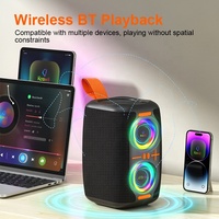 Enceinte portable LED RGB d'extérieur avec basses puissantes, Bluetooth 5.4, puissance 15W, batterie 2400mAh, crête 25W pour utilisation intérieure/extérieure et sur ordinateur