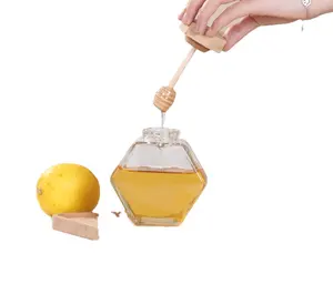 Custom design 475 ml jam fles 16 oz glas honing potten met deksels en houten muddler