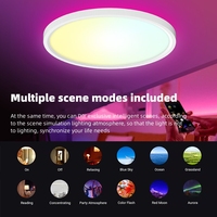Plafonnier LED intelligent ultra-plat RGBIC RGB+CCT Tuya WiFi ZigBee 24W AC100V AC240V CE SAA approuvé pour la maison et le salon
