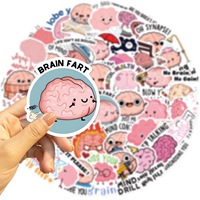 Paquete de 50 Pegatinas Decorativas de PVC Impermeables con Diseño de Cerebro, Coloridas y Lindas, para Vasos, Botellas, Cuadernos, Equipaje, Laptops, Patinetas