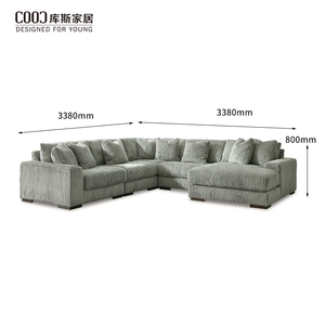 Luxury Modern Comfy Oversized Fluffy <strong>Grey</strong> Fabric Corduroy Home <strong>Living</strong> <strong>Room</strong> Furniture Modular Sectional <strong>Couch</strong> Sofa Set