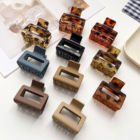 Mini pinces à cheveux rectangulaires creuses, couleur unie mate, effet écaille de tortue, pour femmes, pour queue de cheval