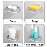 Nouvelle porte-savon mural en plastique à double couche avec ventouse, sans perçage, pour salle de bain