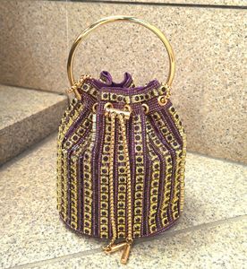 Crystal Bucket Evening <b>Bag</b> With Chain Strap Sparkling Beaded Design Elegant Party Handbag rhinestone evening clutch <b>bag</b> - Product Image 2