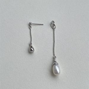 Boucles d'oreilles goutte d'eau en argent 925, style long pour femme, amincissent le visage, élégantes et gracieuses, fil d'oreille perlé - Product Image 4