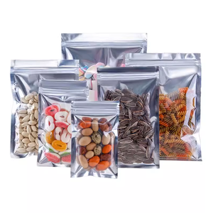 Bạc rõ ràng nhôm lá mùi bằng chứng chân không đứng lên dây kéo túi Mylar Zip túi kim loại với cửa sổ phía trước rõ ràng - Product Image 1