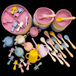 Bol à ventouse en silicone pour bébé, assiette, vaisselle, gobelet sans BPA, bavoirs, cuillère, fourchette, ensembles de vaisselle pour enfants, antidérapant, dessin animé, 0-12 mois - Product Image 2