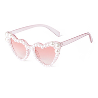 Lunettes de soleil d'extérieur avec cœur pour enfants UV400 Lunettes de plage avec perles Lunettes de soleil en forme de cœur pour fêtes