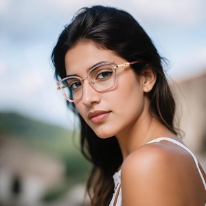 86011 Monture de lunettes œil-de-chat pour femme, monture intégrale, protection anti-lumière bleue, lunettes optiques avec détails dorés - Product Image 5