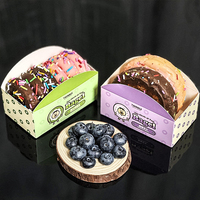 Boîte à donuts individuelle personnalisée avec pelliculage mat, recyclable, étanche, de qualité alimentaire, pour bagels, muffins, biscuits, desserts, OEM, à emporter