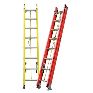 Kekuatan tinggi pultrusi keselamatan ringan 24 langkah 28 ft 5m 9 m trek geser fiberglass tangga escaleras