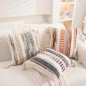 Düz renk balıksırtı desen kabartmalı şerit yastık oturma odası kanepe yatak minder örtüsü