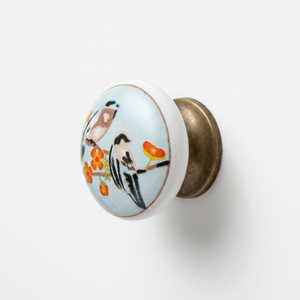 AK Brass Birds Print <b>Ceramic</b> and Metal Wardrobe <b>Knob</b> In Multi Color Finished Customized Handle For Cabinet & Dresser Furniture - Product Image 4