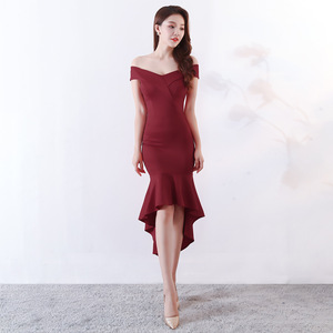 1293 # printemps longueur moyenne rouge Sexy soirée cérémonie sur l'épaule grillage nouvelle <span class=keywords><strong>robe</strong></span> <span class=keywords><strong>de</strong></span> mariée en queue <span class=keywords><strong>de</strong></span> poisson <span class=keywords><strong>de</strong></span> la mariée - Product Image 2