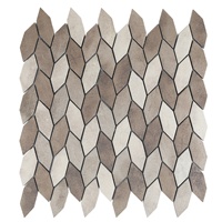 Mosaïque de pierres naturelles en forme de feuille de hêtre pour salle de bain, cuisine, restaurant, mur, impression jet d'encre