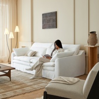 Ensemble de canapés modulaires Zayshine, style nordique moderne, luxe, blanc, en lin, pour salon, villa, appartement, lavable, canapé cloud vertical