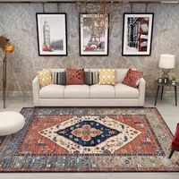 Tapis lavable pour chambre à coucher Grand tapis de salon Tapis de chambre à coucher imprimé oriental à poils bas pour bureau, cuisine Tapis d'entrée