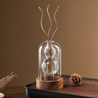Bouteille d'aromathérapie en verre vide transparente non inflammable, ornement de décoration intérieure, style Ins avec bande de rotin