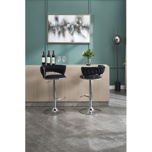 Set <b>2</b> Modern Lightweight <b>Bar</b> <b>Stools</b> Chrome Footrest Base Swivel Height Adjustable Mechanical Lifting Velvet Dining Living Room - Product Image 6
