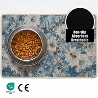 Tapis de sol en velours éponge bleu denim, motif marguerite en fleurs, anti-boulochage, adhérence optimale, pour canapé et chevet