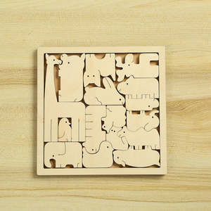 Juguete educativo para preescolar, rompecabezas de madera con <span class=keywords><strong>palabras</strong></span>, nombre de Animal - Product Image 2