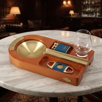 JIFENG JF-T107 Plus – Coffret Cadeau Luxe Moderne en Bois Naturel pour Accessoires de Cigares, Cendrier en Acier Inoxydable, Logo Personnalisé, Verres à Vin, Briquet