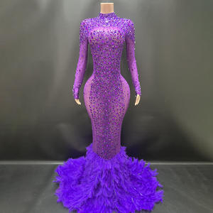 Nfs235エレガントな赤い真珠の羽の夜のパーティーのプロムのドレス - Product Image 1