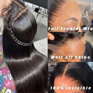 Perruques brésiliennes en cheveux humains en gros avec dentelle transparente, tresses sans colle haute densité pour femmes noires - Product Image 3