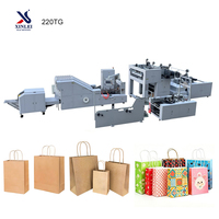 Machine à sacs en papier kraft entièrement automatique 220TG pour sacs cadeaux et sacs de courses à fond carré autoportants avec poignée en corde torsadée