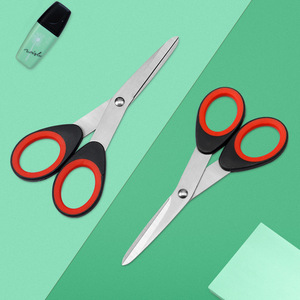 Stainless Steel Art Scissors Straight Head Black And Red Home Use Paper Cutting Stationery Scissors For Students - Product Image 2